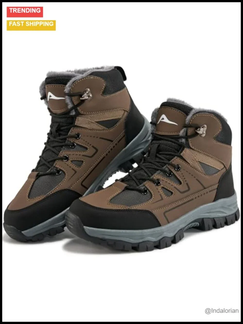 Winter Snow Boots for Men - Waterproof Faux Leather, Fur Lined, Anti Slip,